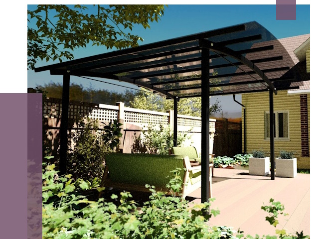 Навесы для террасы в Ленинске-Кузнецком от 13032 руб. под ключ | ПРОЛЁТ-Лнн