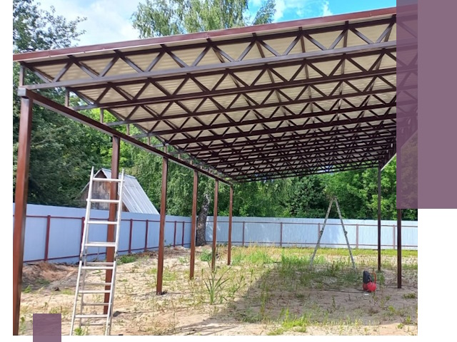 Односкатные навесы под ключ в Ленинске-Кузнецком — изготовление и монтаж