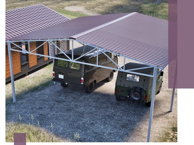 Двускатные навесы под ключ в Ленинске-Кузнецком — изготовление и монтаж